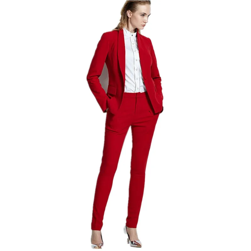 Damen anzug rot OL anzug benutzerdefinierte westlichen stil anzug hohe  qualität einreiher frauen anzüge jacke + hosen|business woman suit|womens  business suitswomen suits - AliExpress