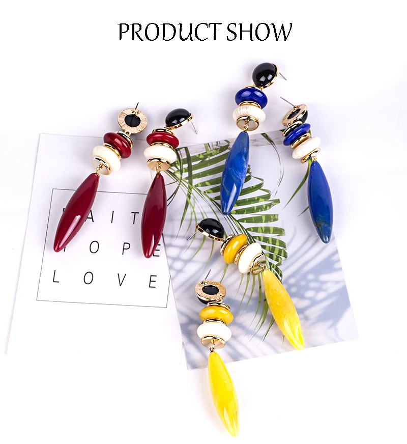 YUQINQIN Classic Drop Earrings for Women Acrylic Earrings Female Big Long Dangling Fashion Elegant Resin Metal Summer Earring (3)