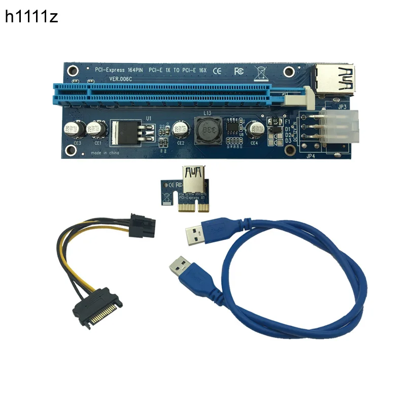 6 шт. 006C PCIe PCI E Express Riser Card 1x к 16x USB 3 0 Дата кабель адаптер SATA 4Pin IDE Molex pin для майнинга