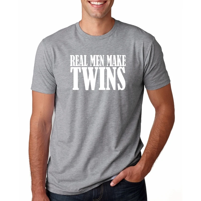 Реальный Для мужчин сделать близнецов брендовая футболка Веселая отца, чтобы быть папа Футболка Подходит для беременных; Папа бренд Для мужчин футболка - Цвет: GRAYFC4501a1