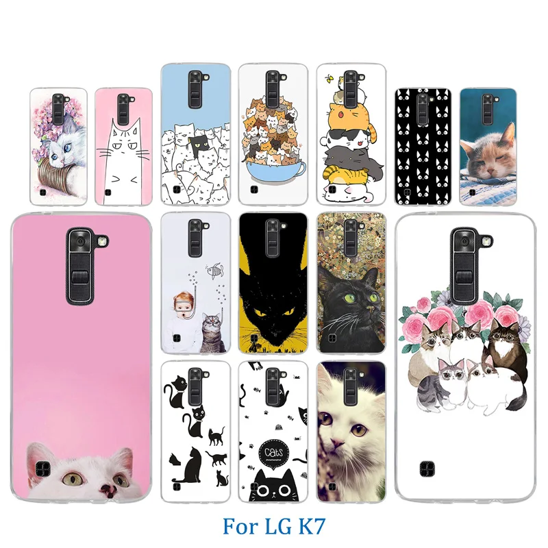 

Soft Silicone Cover Luxury Luck Cat Pattern for LG K7/Tribute 5 LS675/X210 X210DS Phone Cases Soft Silicone For LG K7 K 7 Coque