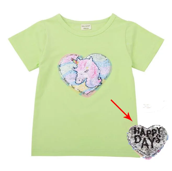 Горячая От 2 до 8 лет модная футболка с блестками и Минни Маус для девочек Футболка с единорогом розового и белого цветов - Цвет: 9