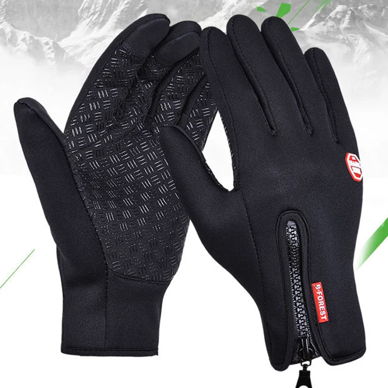 Guantes de invierno a prueba de agua a prueba de viento al aire libre guantes gruesos cálidos guantes de pantalla táctil Unisex guantes de ciclismo para hombres