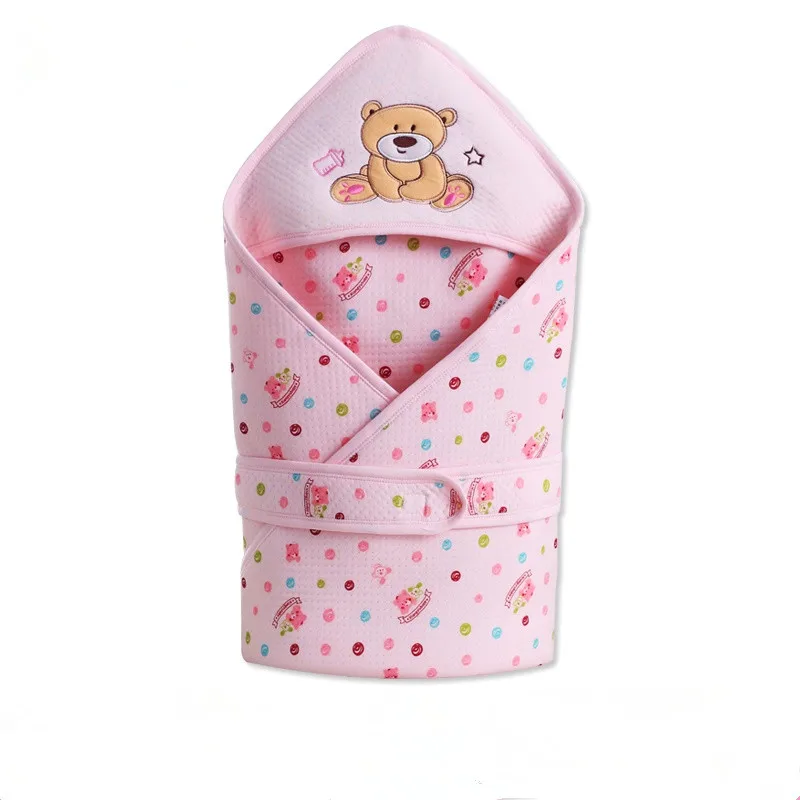 Новое детское одеяло с рисунком медведя, Пеленание младенца, хлопок, спальный мешок, конверт для новорожденных, детское постельное белье, спальный мешок - Цвет: Розовый