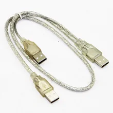 2 IN 1 Dual USB Type A Male to USB Type A Male+USB Power Supply Y USB Cable For HDD Dual Shielding(Foil+Braided)