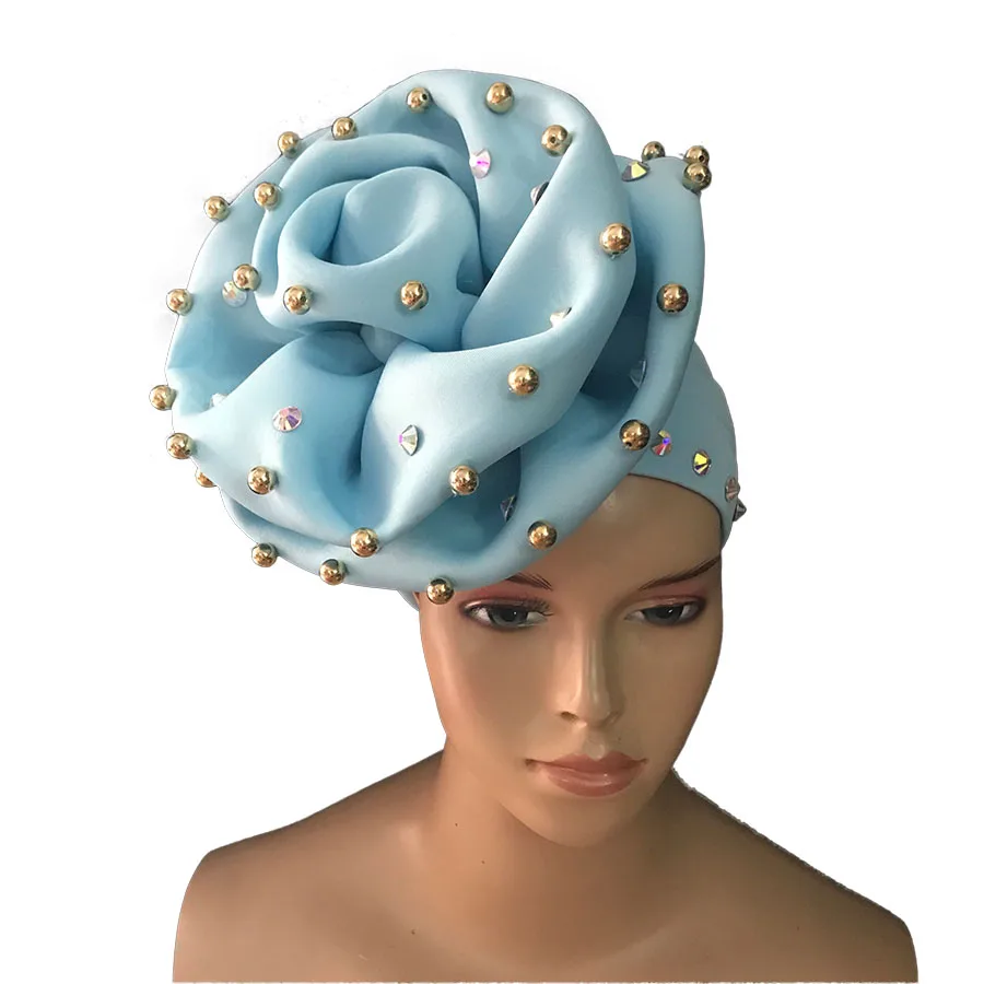 Высокое количество индийские мусульманские шапки для вечерние и свадебные тюрбан в африканском стиле мягкий бархатный тюрбан шарф головной убор женский головной убор 11 цветов - Цвет: sky blue