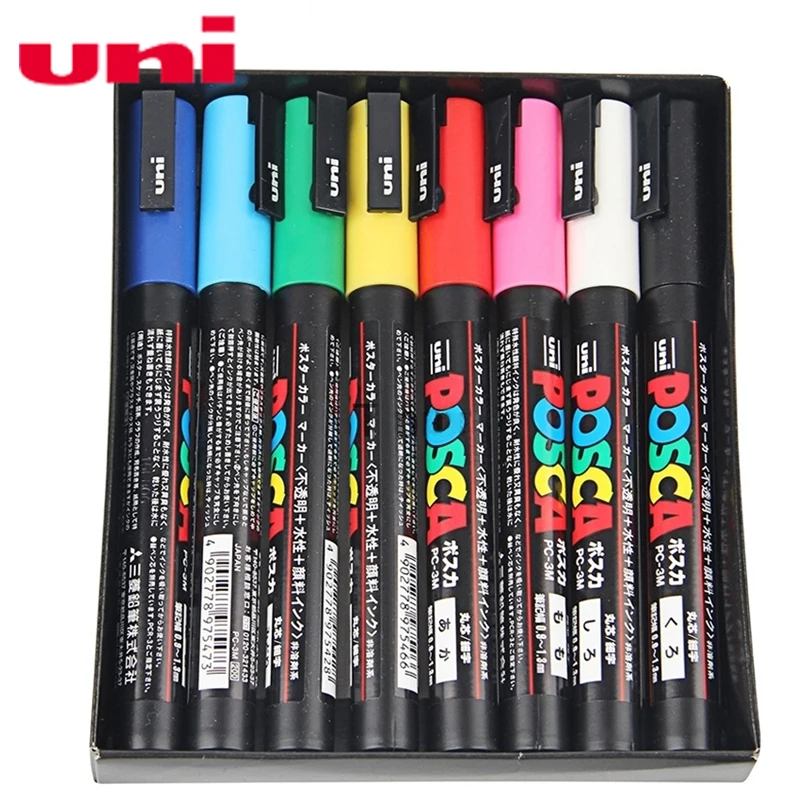 Uni Posca PC-3M маркер краски-тонкий Tip-0.9mm-1.3mm 15 цветов Чехол