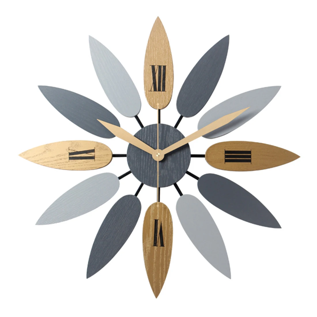 52 см в скандинавском стиле креативные листообразные кварцевые настенные часы винтажные бесшумные часы лаконичный стиль для домашнего офиса Декор для гостиной - Цвет: As Shown