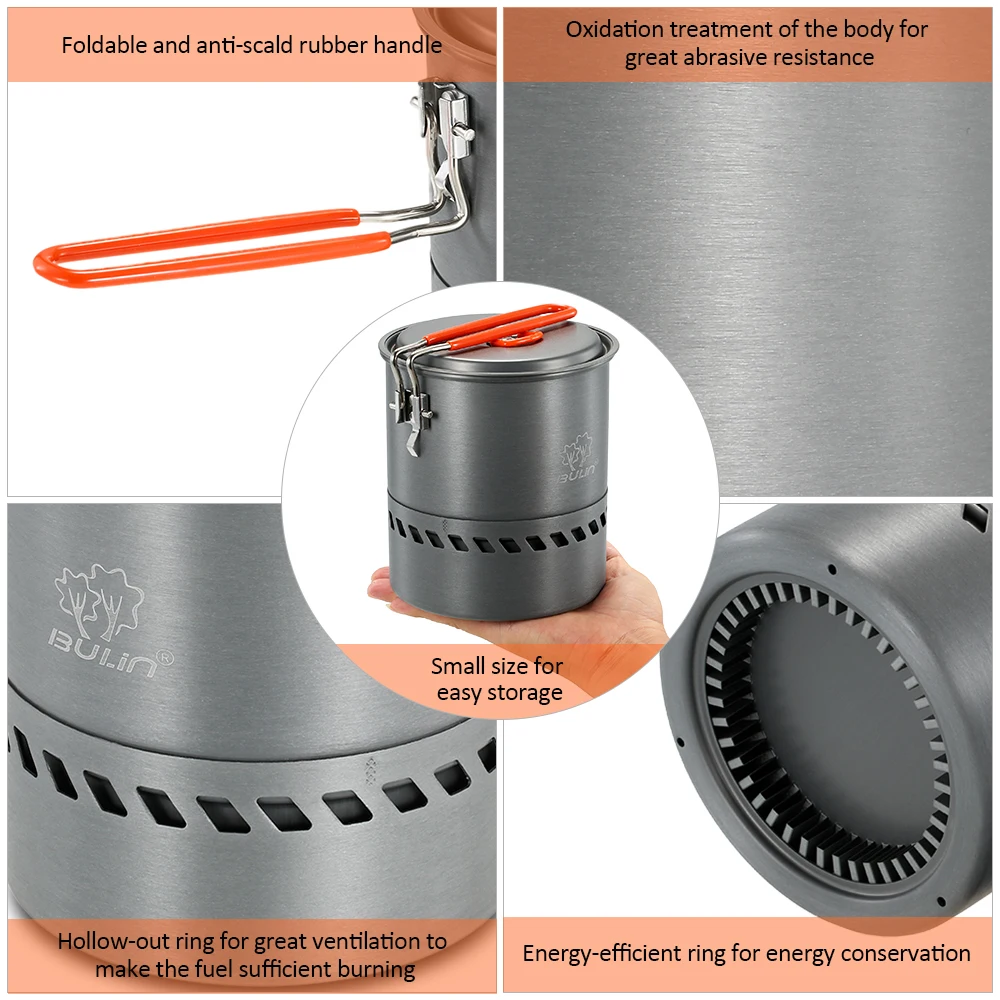 Булин 2.1л/1.5л Открытый походный горшок походная посуда оборудование для приготовления пищи походный Пикник альпинистский горшок для приготовления пищи