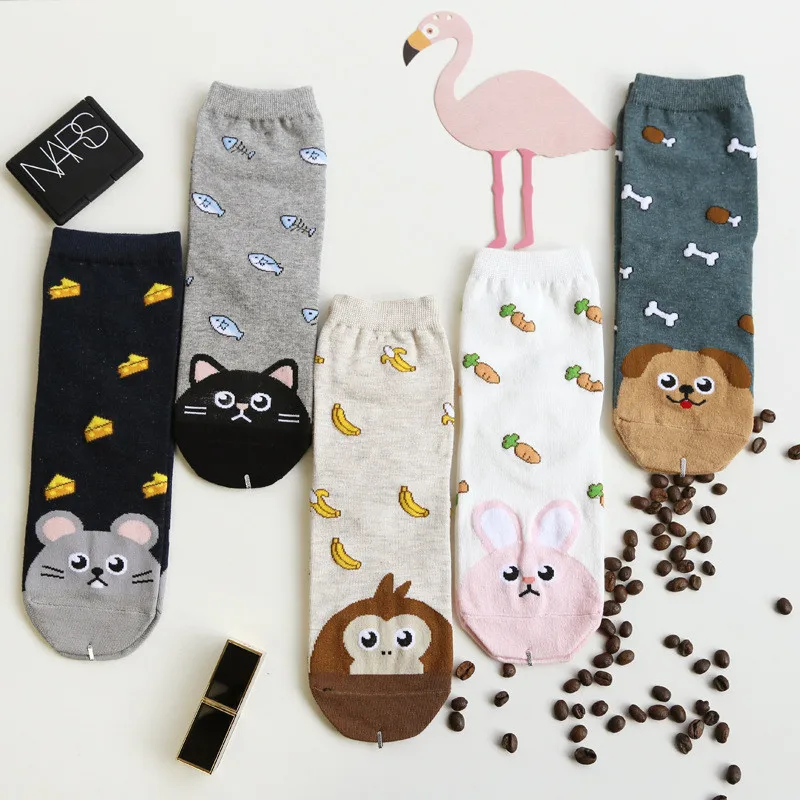 Cute Kawaii Woman Socks Cartoon Animals Cat Dog Funny Socks Cotton For Girl Ladies Women Tube Warm Winter Socks Calcetines Meias