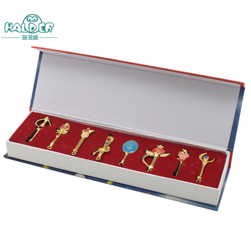 

Halder New Hot Anime Sailor Moon Necklace Accessories Key Chain Tsukino Collection Sets Keyring Necklace Children Christmas Gift