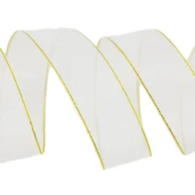 (50 yards/roll) 25mm gold eingefasst organza band geschenk verpackung dekoration hochzeit bänder