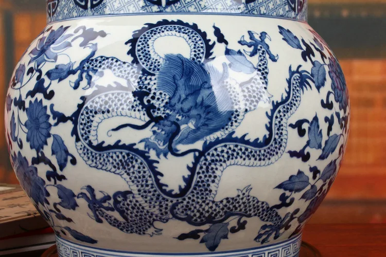 Chinese Qing Dynasty Ancient home Porcelain Vase blue and white Ceramic vase Jingdezhen Dragon chinese blue and white vases (3).jpg