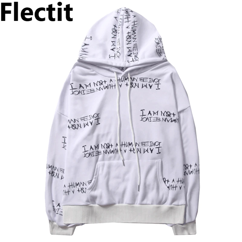 Flectit в Корейском стиле модные женские туфли письмо Graphic Hoodie негабаритных