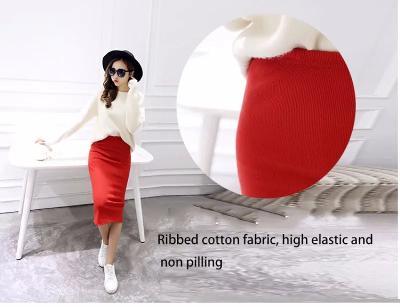 Winter Bodycon Skirt Women Stretchable