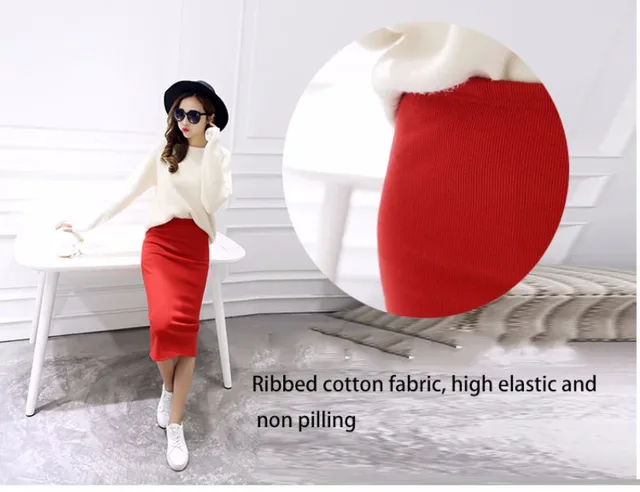 Red Elastic Waist Jersey Skirt H&M Flared Jersey Skirt