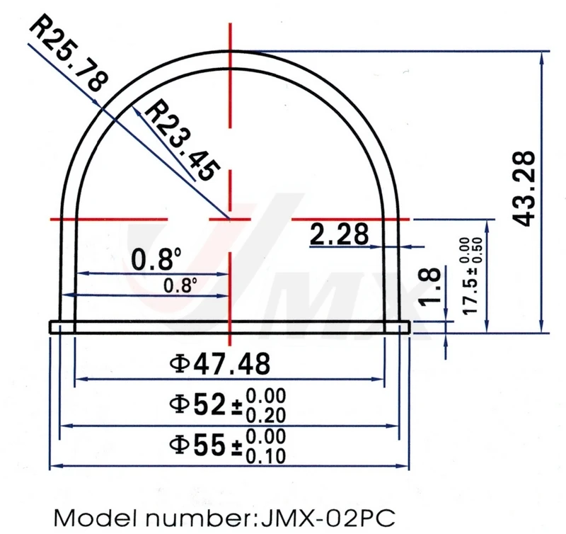 JMX 2 INCH Acrylic Indoor / Outdoor Clear IP Camera Dome Cover Web Camera Dome Housing
