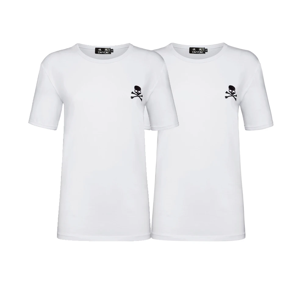 2 white DUYOU Мужская Дизайнерская футболка мужская, с коротким рукавом 2-pack Футболка мужская однотонная Хлопковая мужская летняя футболка мужская одежда Homme - Цвет: 2 white
