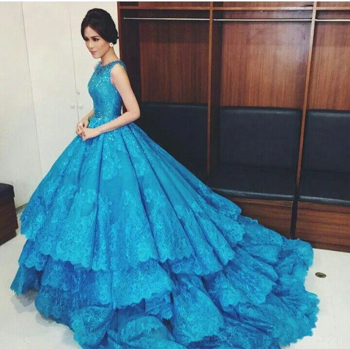 New Designer royal blue Ball Gown Wedding Dresses lace Bridal Gowns Plus Size Wedding Gown robe de mariee vestidos de novia