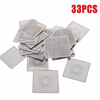 

33pcs/Set Directly Heat Rework BGA Reballing Stencil Template Set Soldering Tools