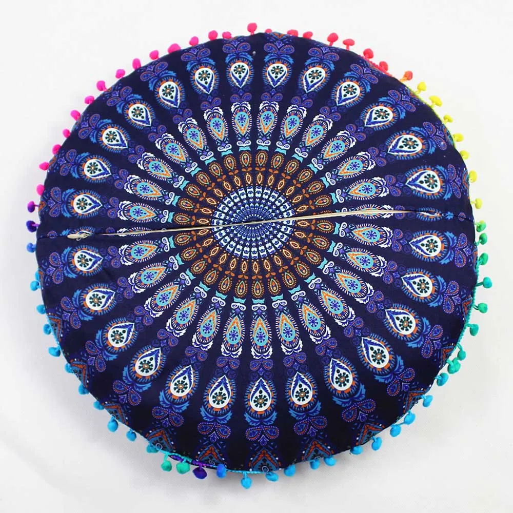 

Indian 43*43CM Mandala Floor Pillows Round Bohemian Cushion Pillows Cover Case Textile Pillow C530