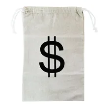 Большой холщовый мешок для денег с застежкой на шнурке ретро знак доллара печать домашний Открытый органайзер сумка-переноска распродажа# T