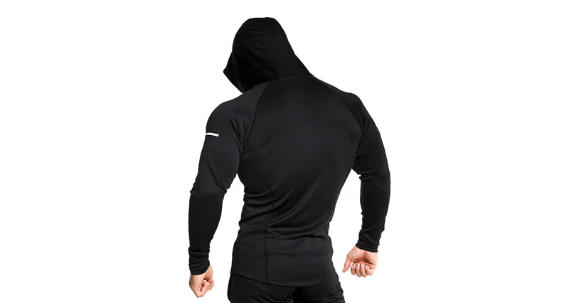 Новинка, мужская куртка для бега с капюшоном, обтягивающие толстовки для фитнеса, спортивное пальто, уличная Толстовка для бодибилдинга, тренировочная спортивная куртка