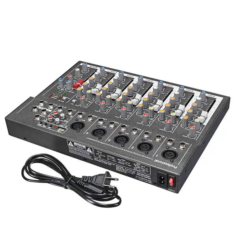 LEORY Профессиональный для ди-Джея свет микшерный пульт USB 48V Mini 7 канал Live Studio Audio Mixer КТВ сети Звуковая карта звук консольный микшер