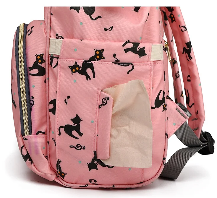 Мумия сумка большой емкости Повседневная водостойкая Мода милый кот Печатный Рюкзак Мульти-функция путешествия Материнская и детские сумки