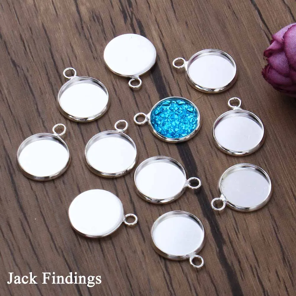 

20pcs/lot 12mm Silver Plated Cabochon Base Blank Tray Bezels Cameo Settings Necklace Bracelet Pendant