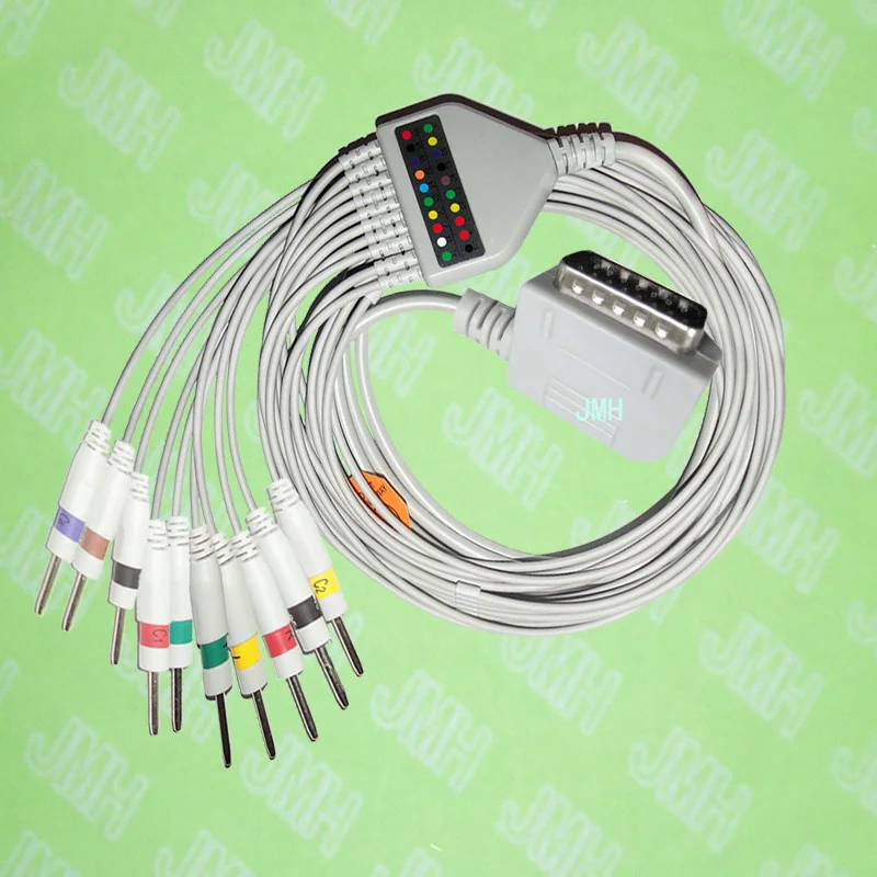 Compatible with 15 PIN Kanz PC109, 108,110,1203, 1205 EKG Machine the One-piece 10 leads cable and 3.0 pin leadwires,IEC or AHA.
Compatible with 15 PIN Kanz PC109, 108,110,1203, 1205 EKG Machine the One-piece 10 leads cable and 3.0 pin leadwires,IEC or AHA.