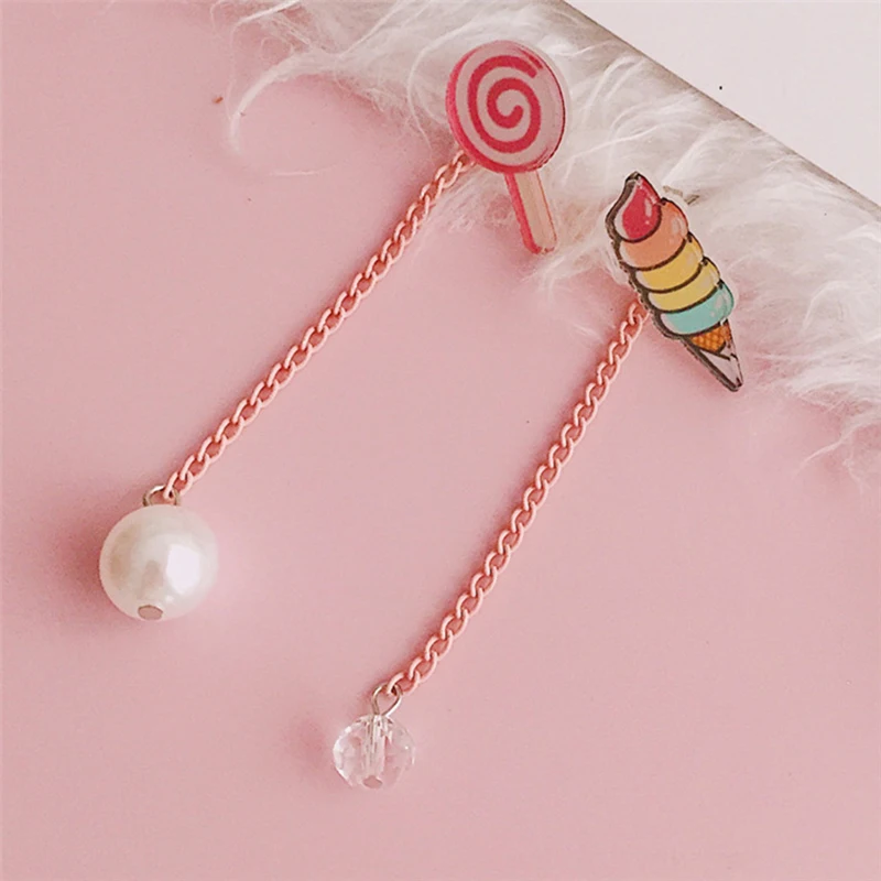 Korean Summer Fresh Lollipop Candy Tassel Crystal Pearl Pendant
