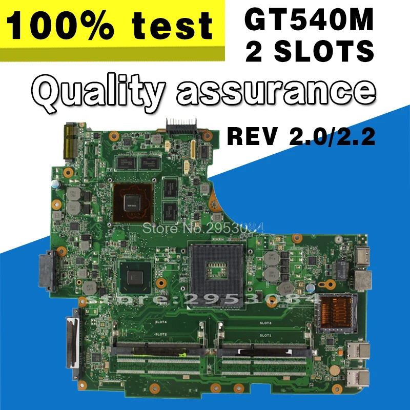 N53SV материнская плата Rev 2 0 слота GT540M 2G USB3.0 для For Asus N53S Материнская ноутбука