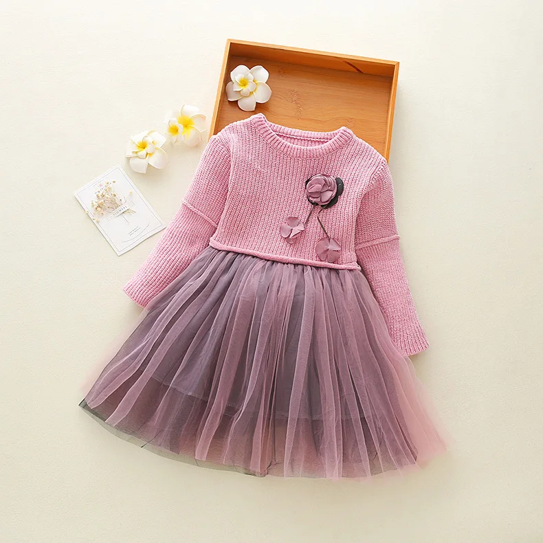 BibiCola/осеннее платье для девочек г. Модное Стильное хлопковое кружевное платье принцессы для детей, платье с длинными рукавами для свадебной вечеринки, vestidos