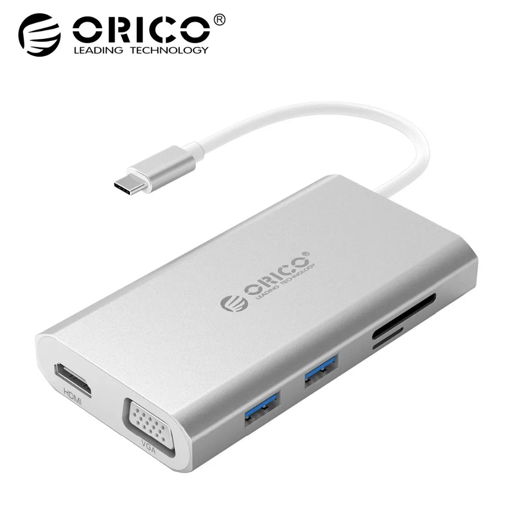 ORICO Type-C Aluminum Hub Laptop Dock Type-C to VGA HDMI RJ45 Ethernet Adapter