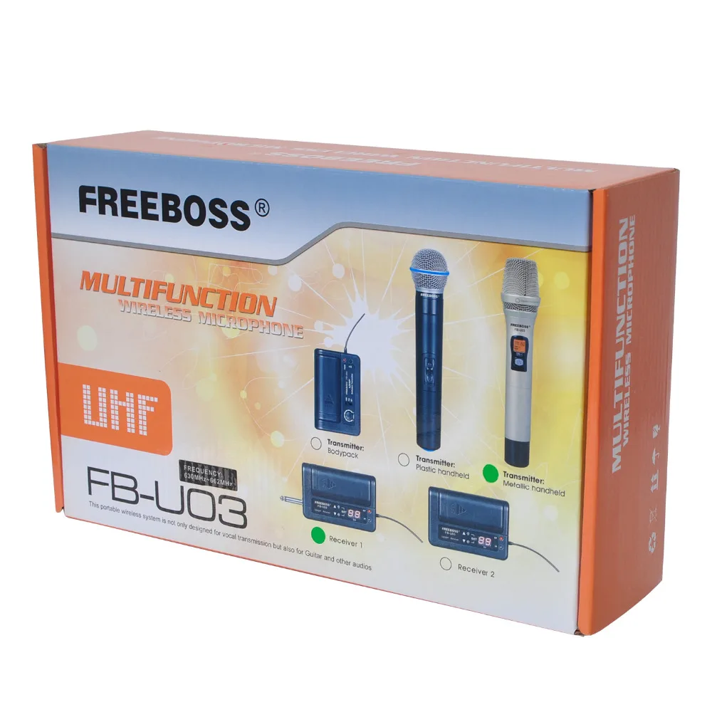 FREEBOSS FB-U03-1M 1 способ 100 канальный металлический ручной передатчик беспроводной микрофон камера Микрофон вечерние микрофон для караоке