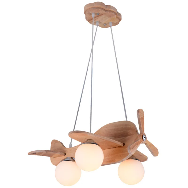 

LED Wood Pendant Lights For Kids Room Airplane Children Lamp Cartoon Lighting Fixture Boy Room Hanging Luminaire Baby Lustre