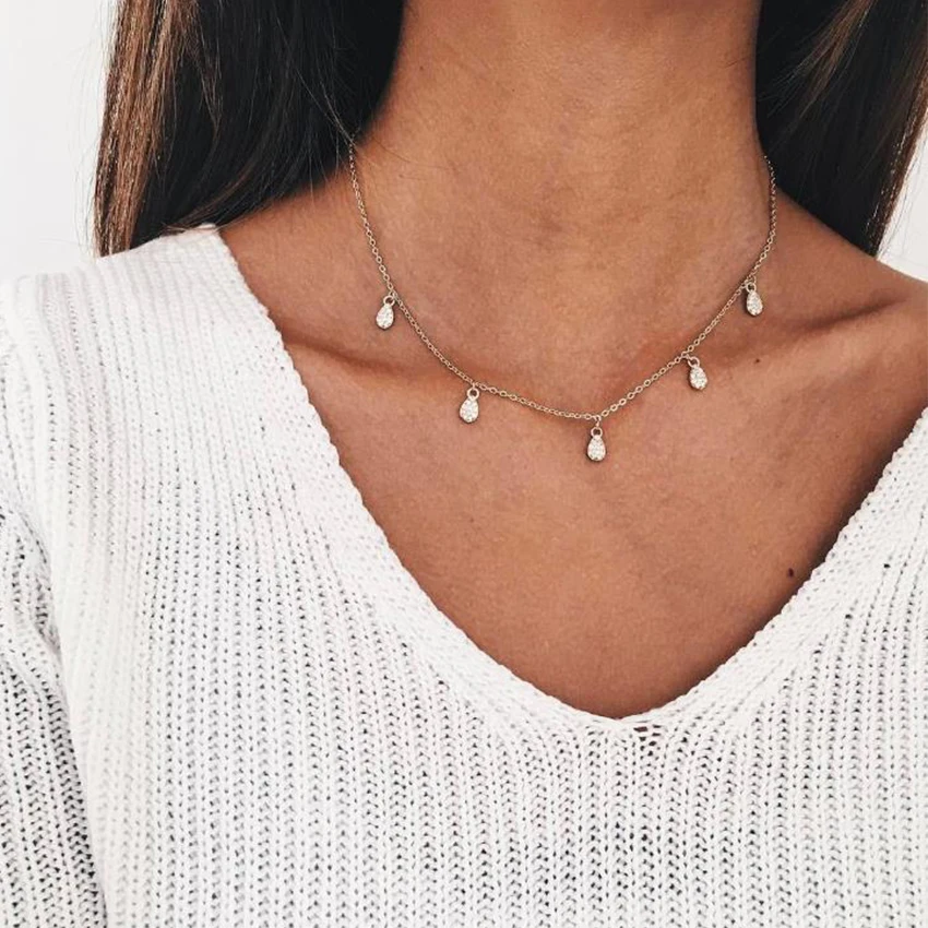 

Women chocker Gold Chain Crystal Choker Necklace Pendant colar collier femme collana Collares Mujer Kolye Bijoux Jewelry