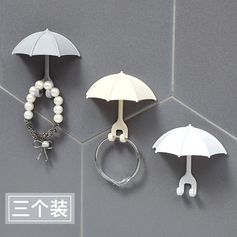 

3PCS Umbrella Decorative Hooks Door Hooks Creative Lovable Key Hook Home Storage Organization
