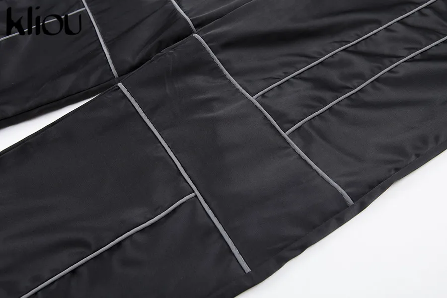 Kliou women fashion street Reflective patchwork cargo pants 2019 new arrival zipper fly with sashes pockets knitted trousers HTB1Ms3ZafvsK1Rjy0Fiq6zwtXXaU - Kliou women fashion street Reflective patchwork cargo pants 2019 new arrival zipper fly with sashes pockets knitted trousers