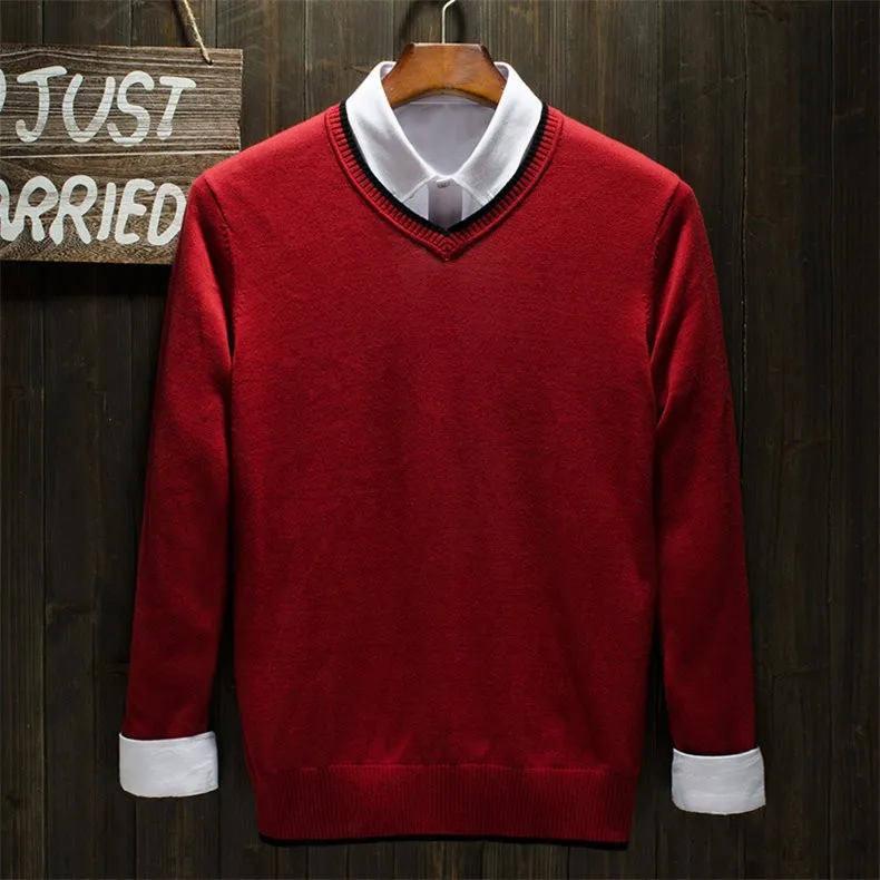 Хлопковый мужской свитер,, Новое поступление, пуловер, мужской джемпер, осень, мужской трикотаж, трикотажный свитер, бренд Muls, v-образный вырез, 5 цветов, M-4XL, 889