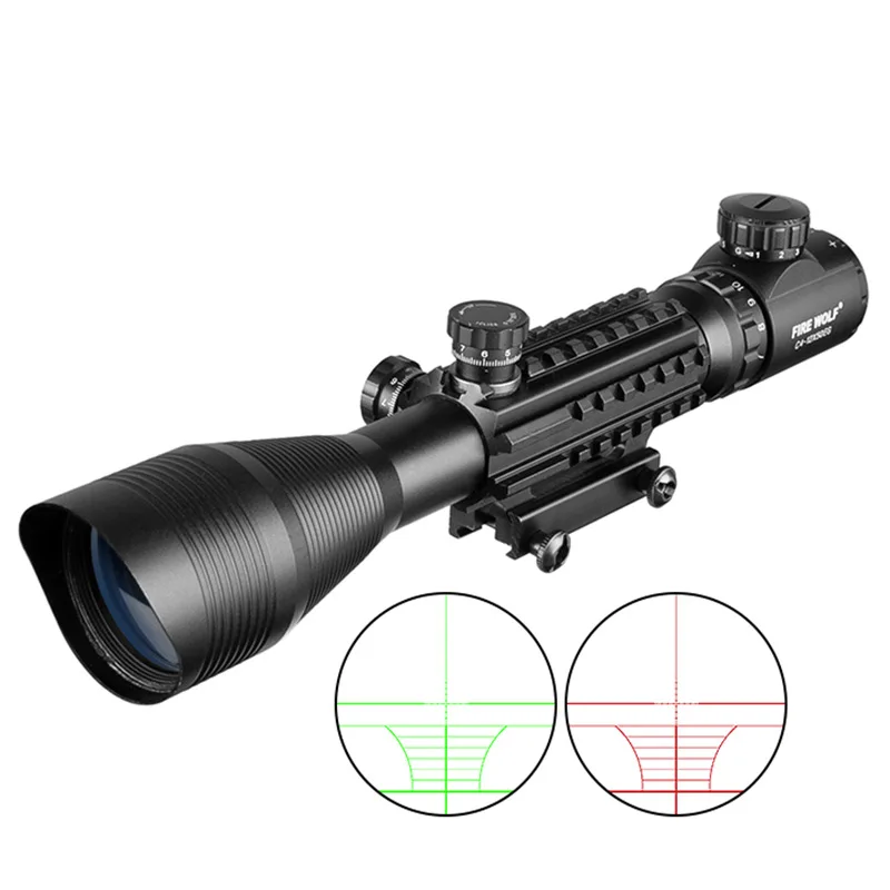 Тактический 4-12X50 прицел+ красная точка+ лазерный Набор для охоты Airsofts Воздушный пистолет красный зеленый точка лазерный прицел оптика прицел комбо - Цвет: 4-12x50 scope