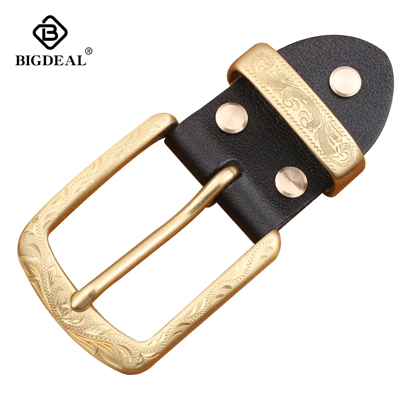 

Solid brass 4cm vintage carve pattern beautiful metal women men DIY leather craft belt buckle set 2pcs parts/set