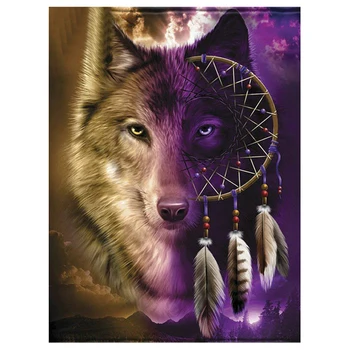 

Full Square Diamond Mosaic Wolf Dream catcher Diamond Painting Nighthawk Embroidery Rhinestone Painting Christmas