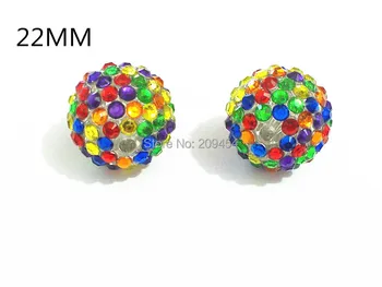 

22mm 100pcs/lot Rainbow Color Mixed Resin Rhinestone beads