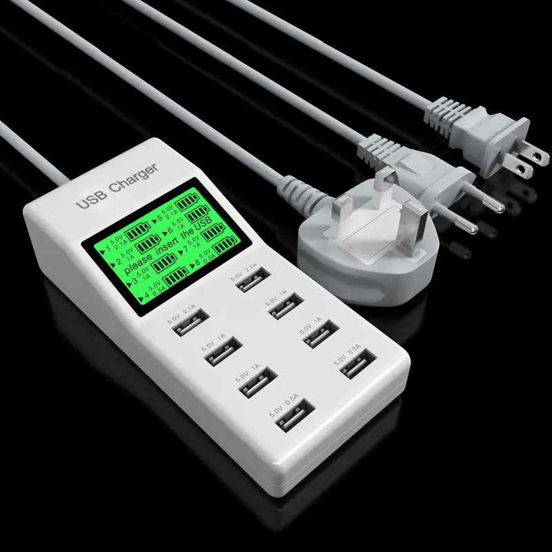 

Universal 8 USB Ports Smart Charger Led Display US EU UK Plug Travel AC Power Strip Adapter Socket For Cell Phone Tablet Xiaomi