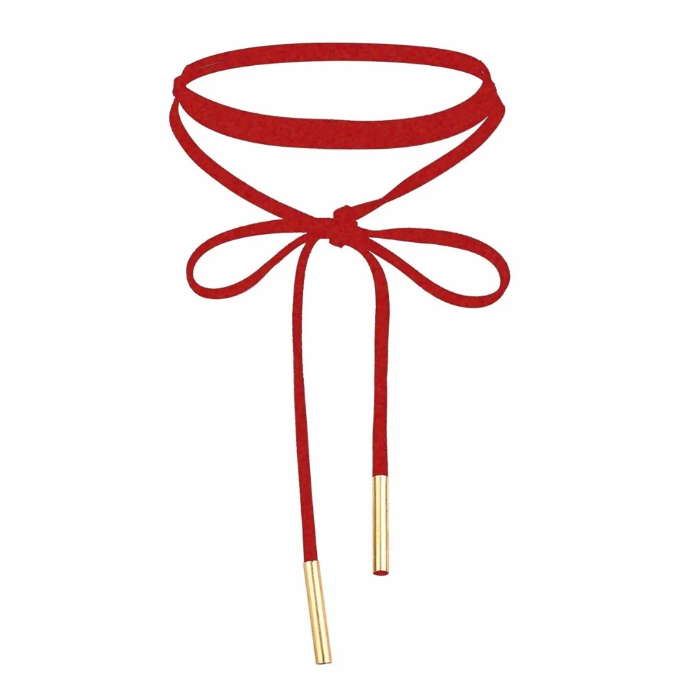 Модное сексуальное ожерелье-чокер с бантом, красное бархатное Элегантное Длинное Ожерелье, колье для женщин, цепочка на веревке, подарки на день святого Валентина для девушек, NR3468