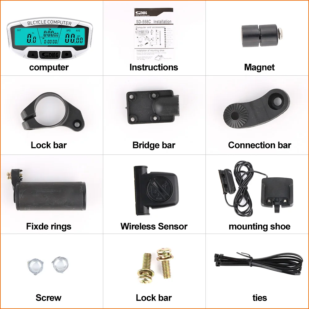 Sunding велосипедный компьютер проводной Секундомер Велосипедный спидометр цифровой одометр секундомер непромокаемый ЖК-подсветка велосипедный компьютер