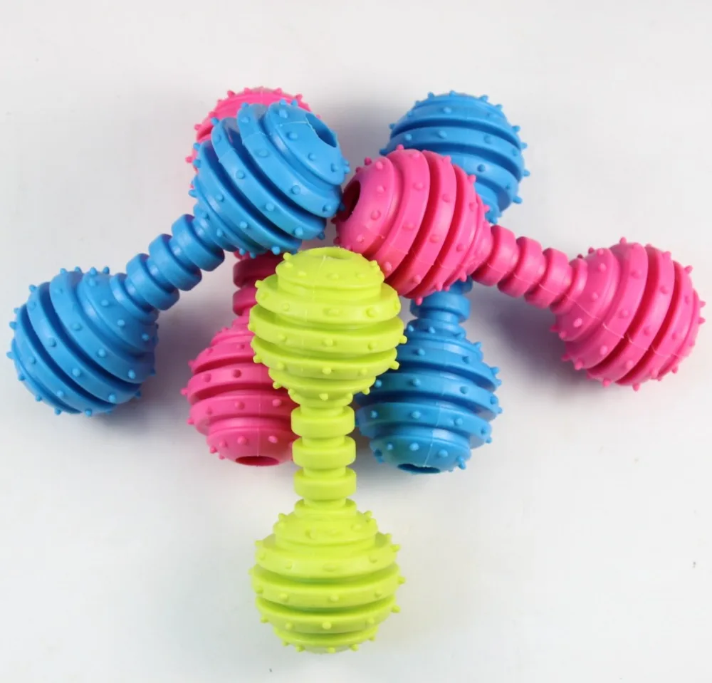 (1 piece/lot) dog biting rubber dumbbell pet supplies pet dog chews pet