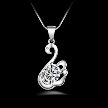 2015 New !!! Hot Fashion Fine Jewelry Gold plated Rhinestone Opal Shining Swan Elegant Long Necklaces & Pendants For Women P121